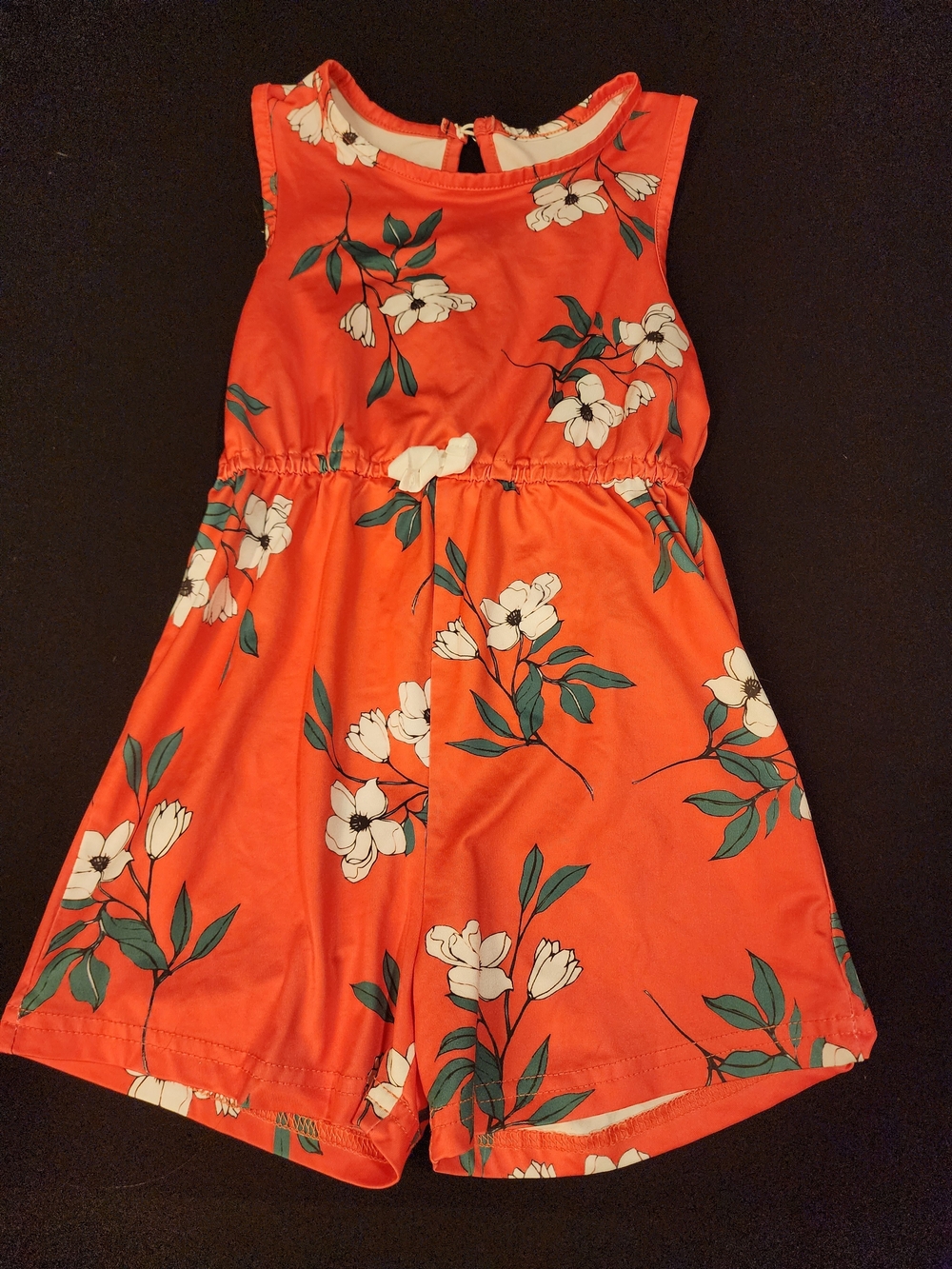 Source Unknown Orange Floral Sleeveless Dress for Girls